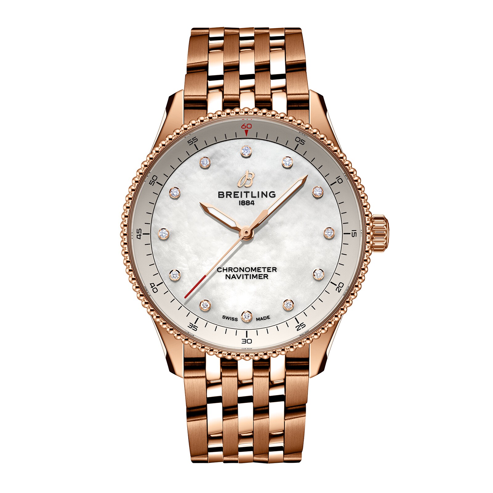 Reloj Breitling Navitimer 32 mm para mujer Madreperla blanca Oro rojo de 18 k R77320E61A1R1