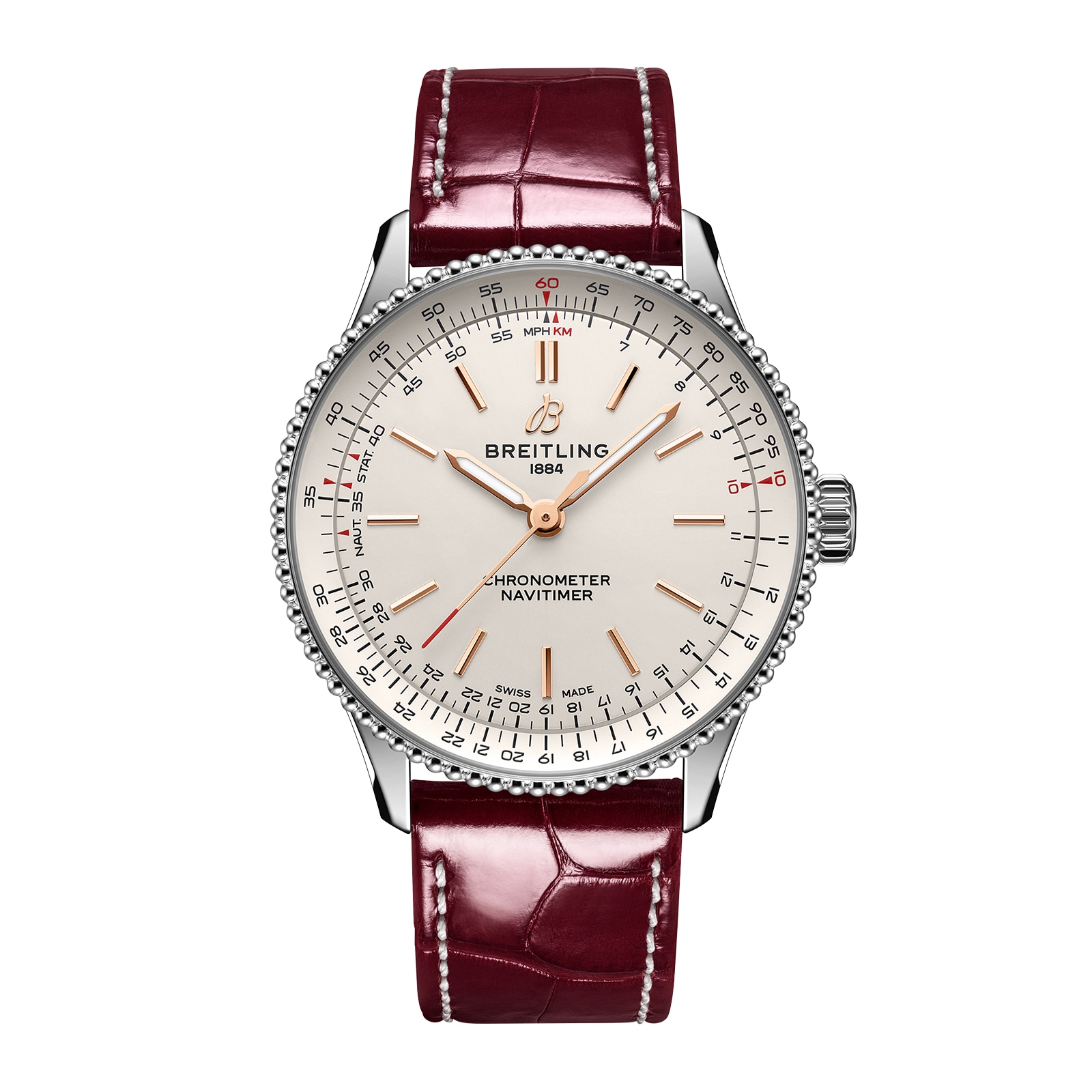 Reloj Breitling Navitimer 36 mm para mujer Cocodrilo plateado A17327211G1P1