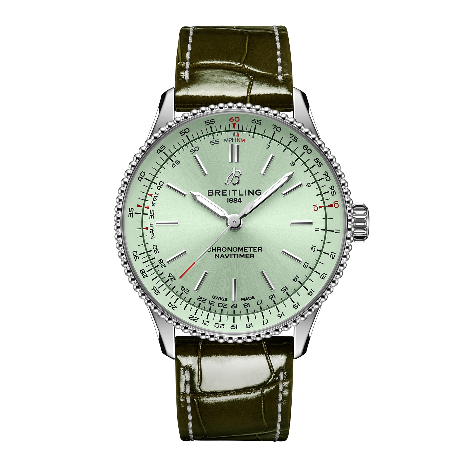 Reloj Breitling Navitimer 36 mm para mujer Cocodrilo verde A17327361L1P1