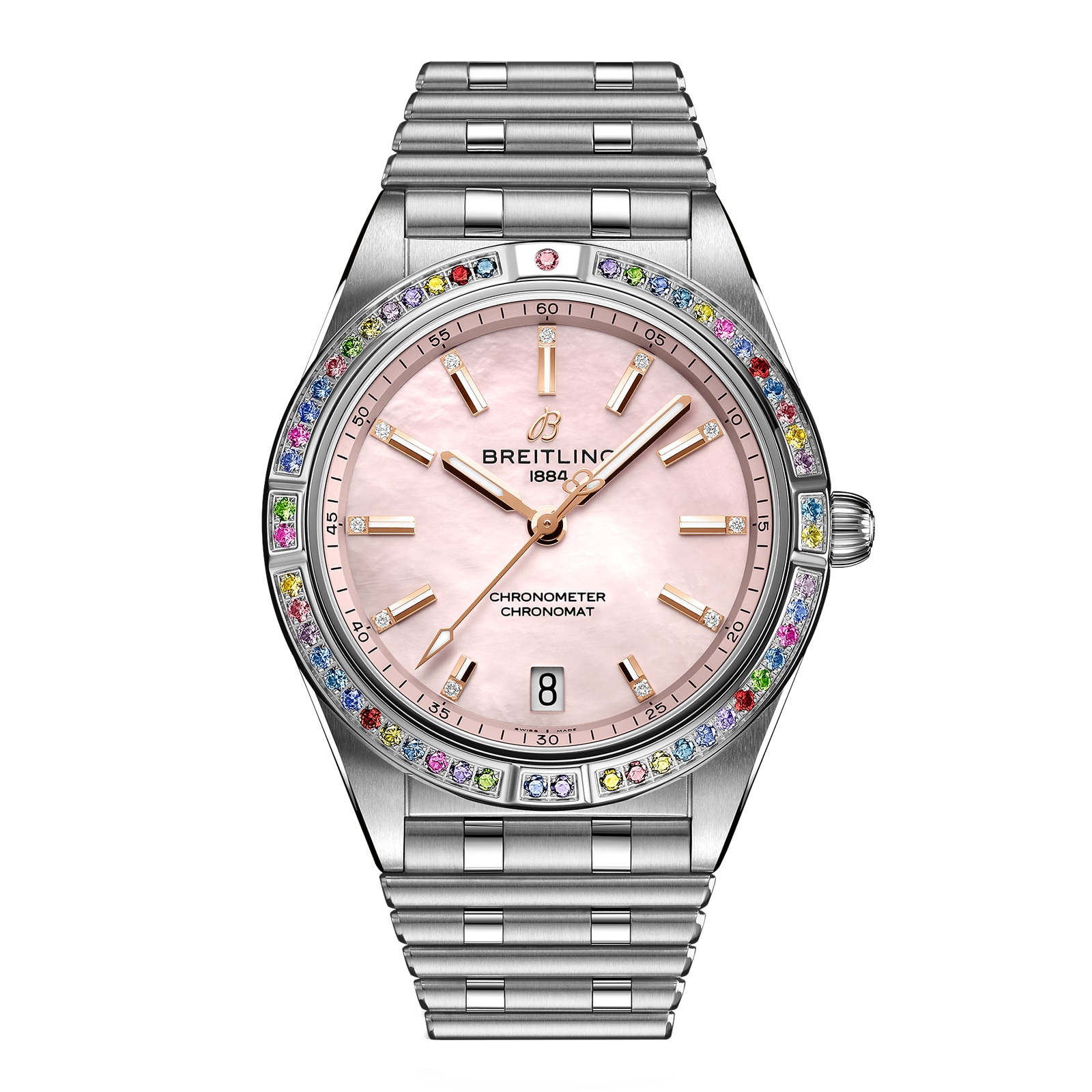 Reloj Breitling Chronomat Automatico 36 de mujer con pulsera de acero inoxidable rosa Mar del Sur G10380BB1K1G1