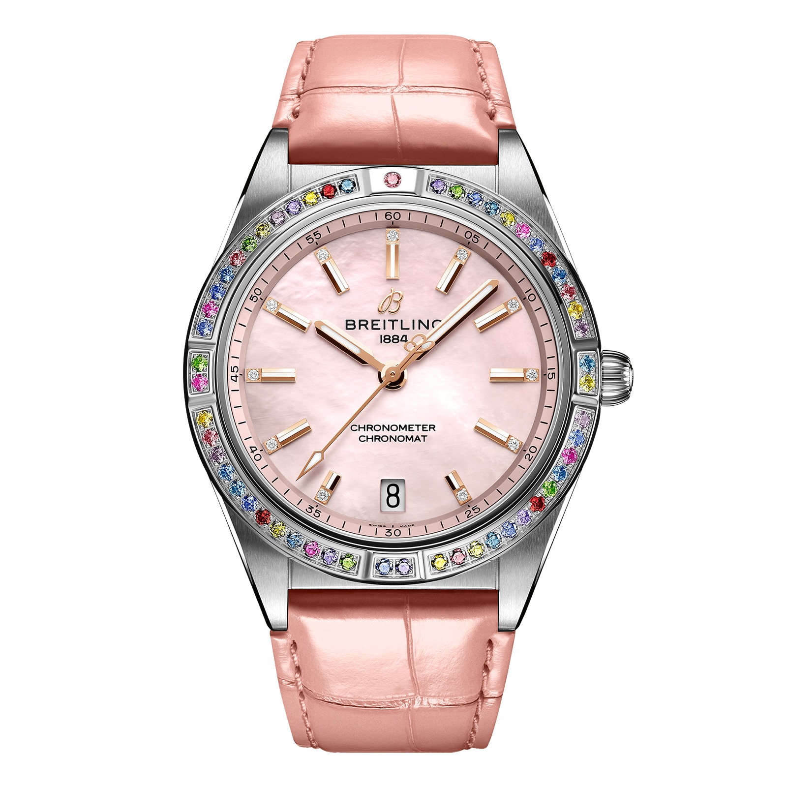Reloj Breitling Chronomat Automatico 36 de mujer con correa de cuero rosa Mar del Sur G10380BB1K1P1