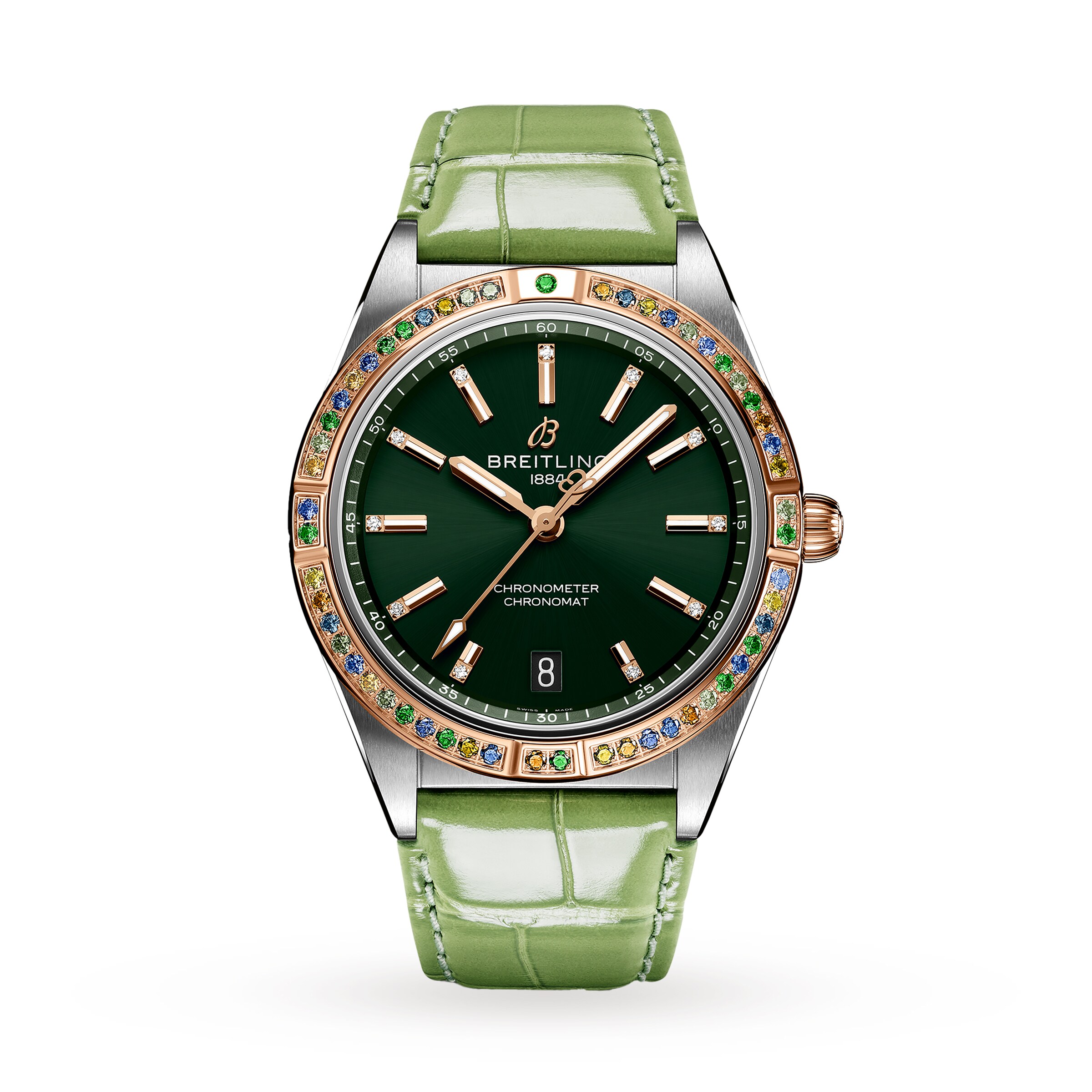 Reloj Breitling Chronomat Automatico 36 de mujer con correa de cuero verde Mar del Sur U10380611L1P1