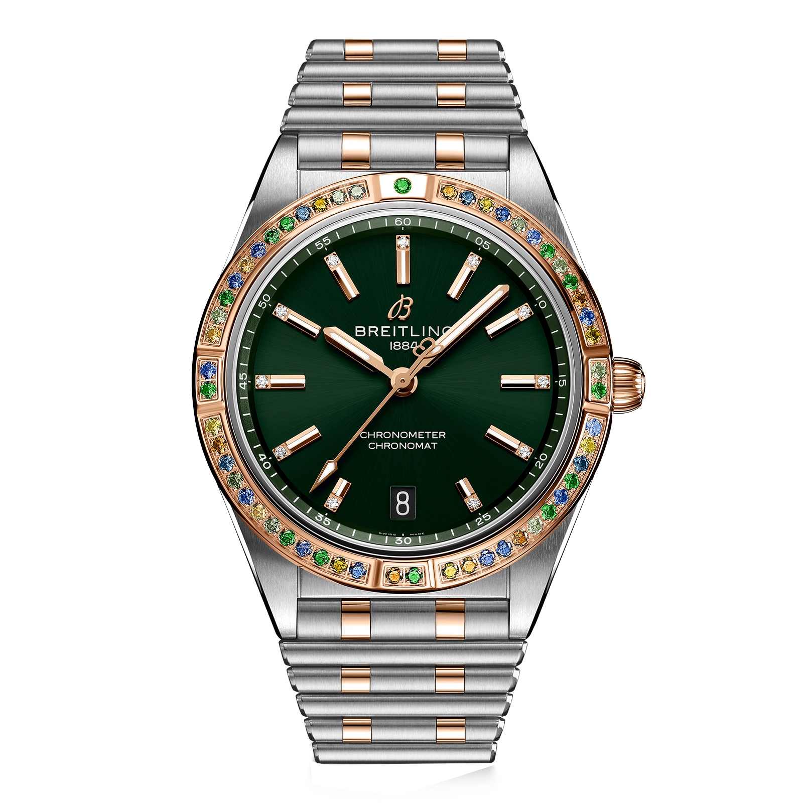 Reloj Breitling Chronomat Automatico 36 para mujer de acero inoxidable verde mar del sur y pulsera de oro rosa de 18 quilates U10380611L1U1