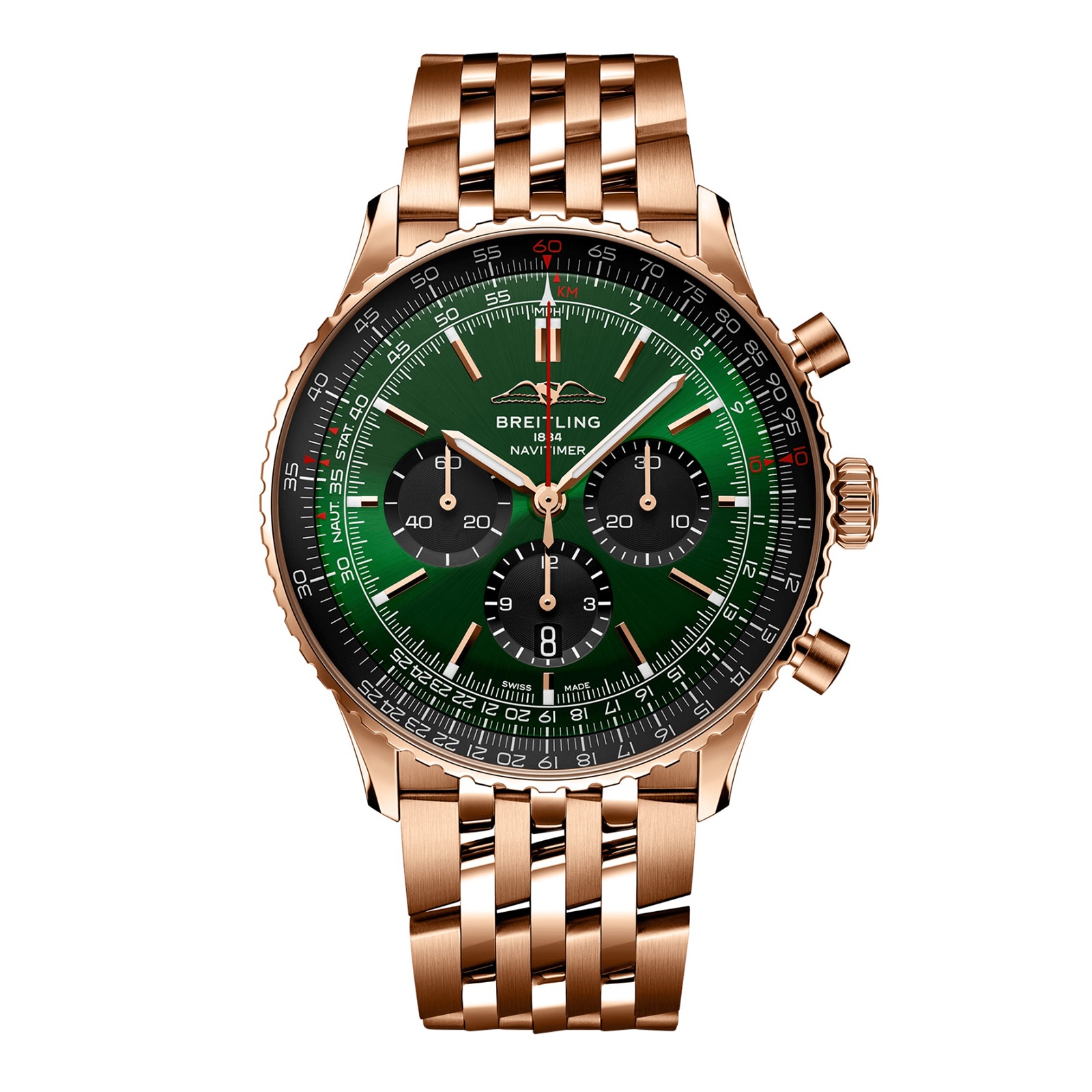 Reloj Breitling Navitimer Cronografo Oro rosa de 18 quilates 46 mm para hombre Verde RB0137241L1R1