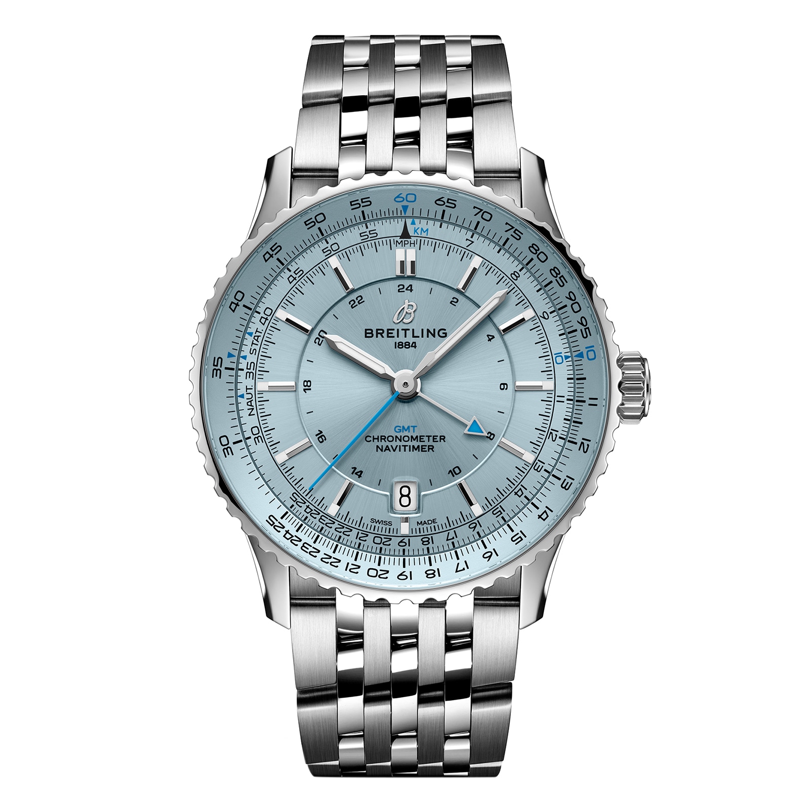 Reloj Breitling Navitimer Automatico GMT 41mm para hombre Acero inoxidable azul claro A32310171C1A1
