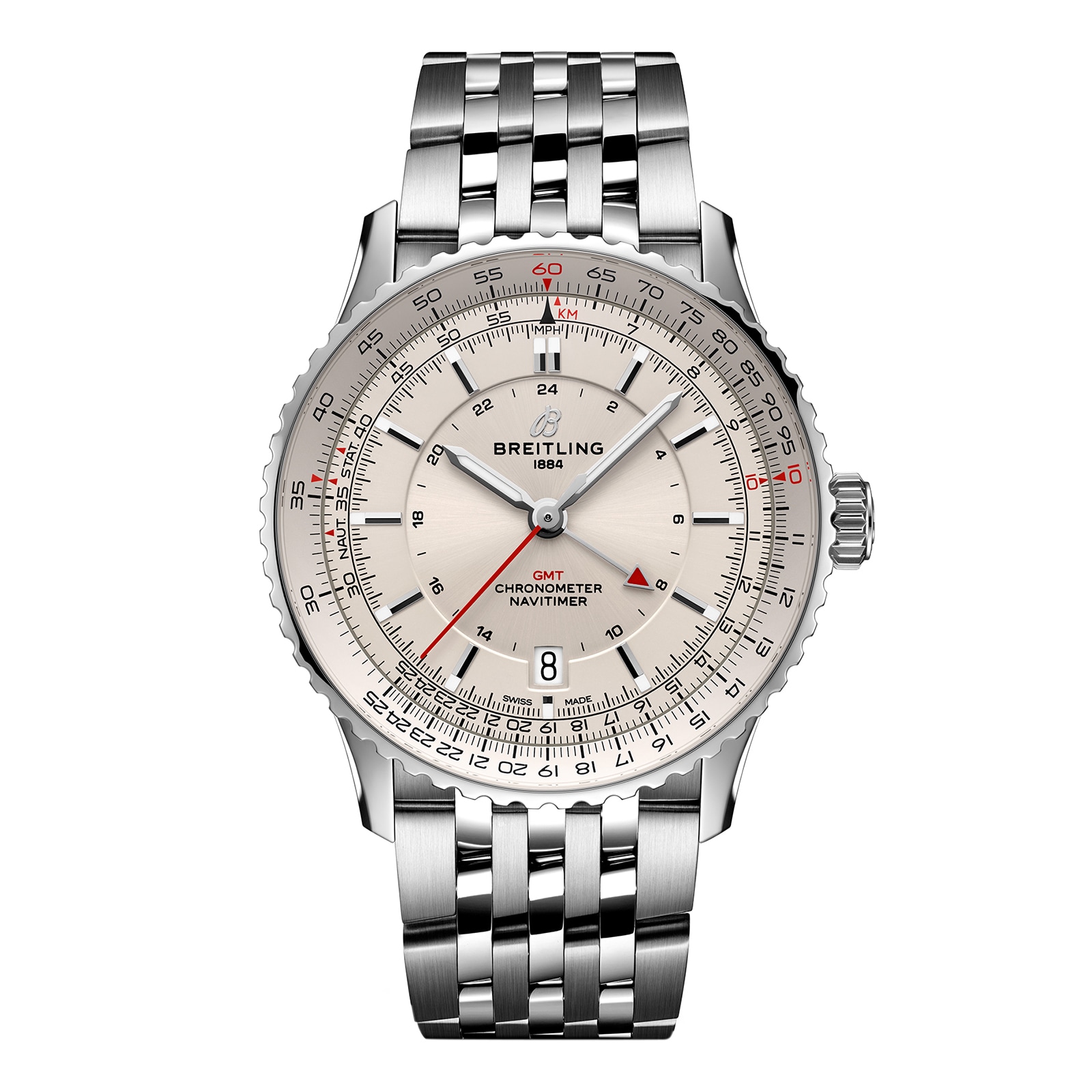 Reloj Breitling Navitimer Automatico GMT 41mm para hombre Plata Acero inoxidable A32310211G1A1