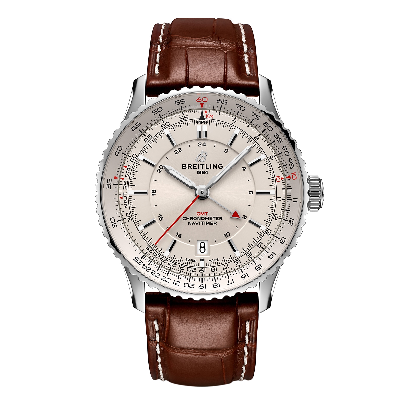 Reloj Breitling Navitimer Automatico GMT 41mm para hombre plateado A32310211G1P1