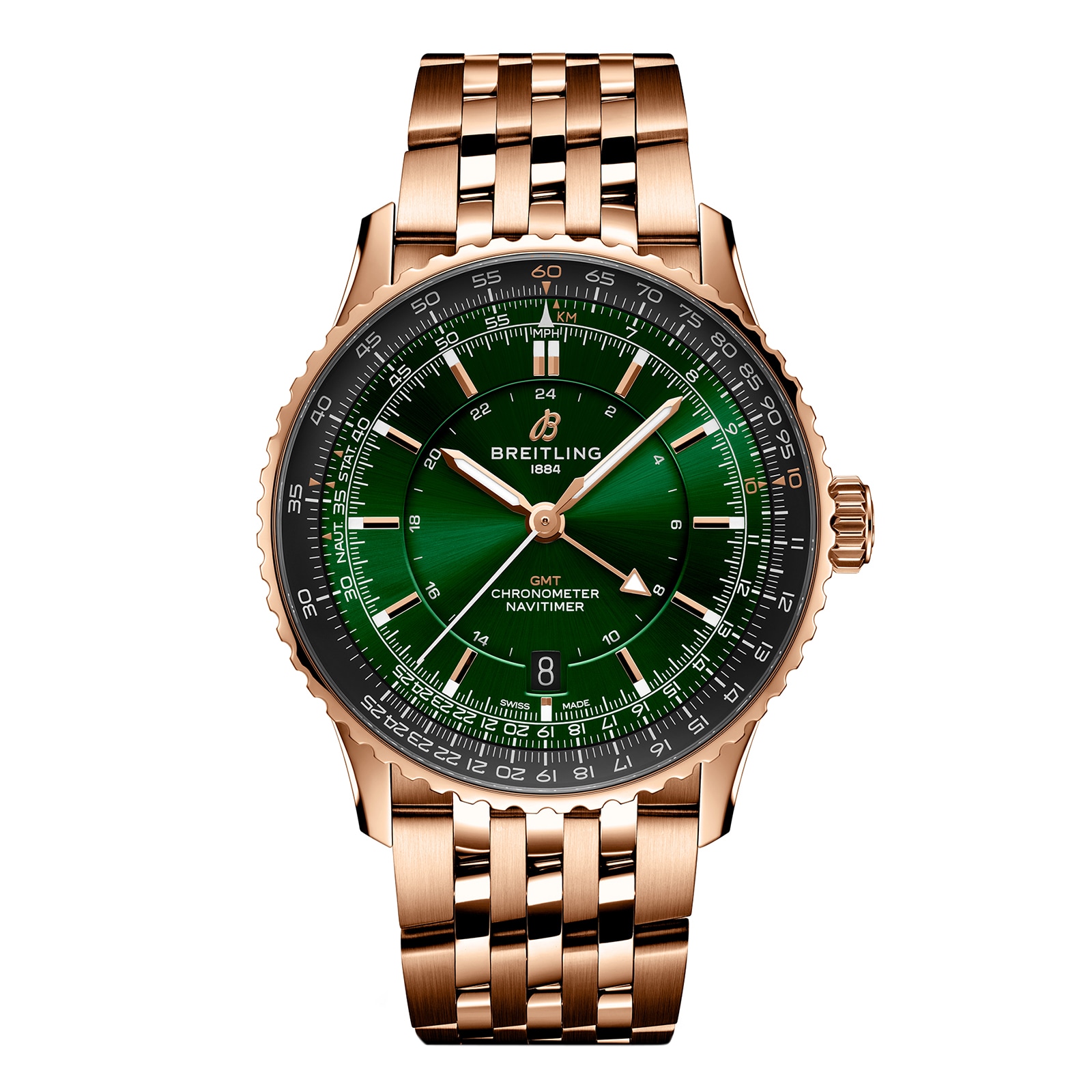Reloj Breitling Navitimer Automatico GMT 41mm para hombre Acero inoxidable verde R32310251L1R1