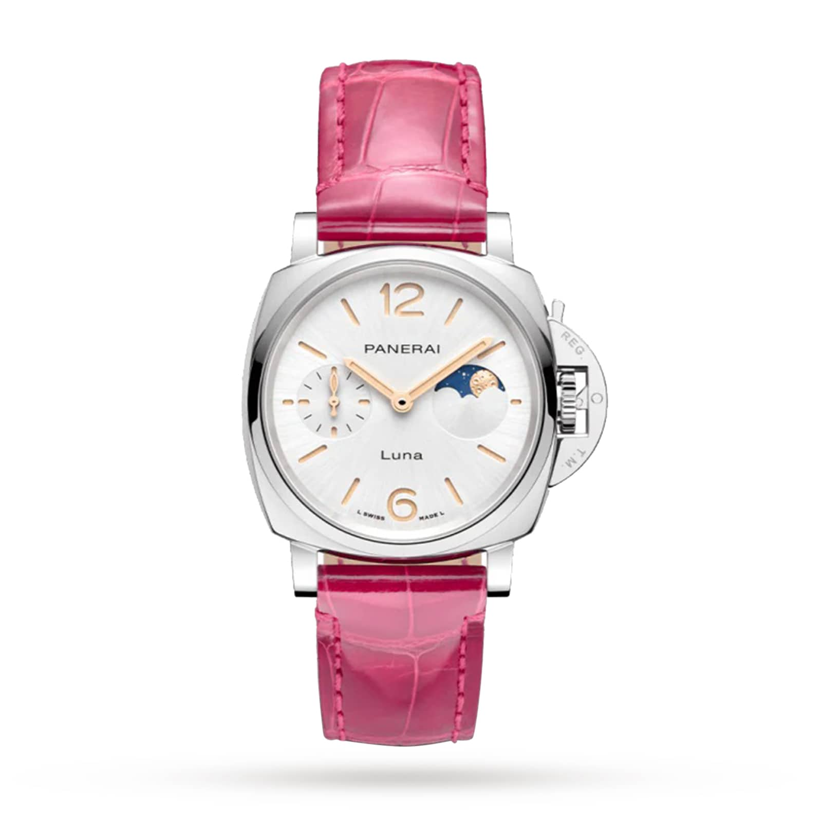 Reloj Panerai Luminor Due Luna Moonphase 38mm para mujer - Rosa PAM01180