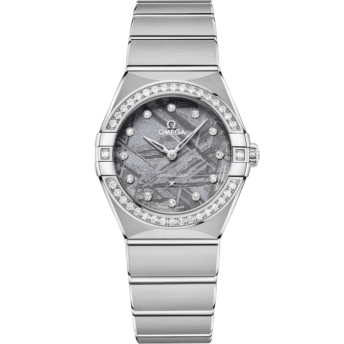Omega Constellation Manhattan 28 131.15.28.60.99.001 Quartz Acero Inoxidable Diamante Meteorito Lavanda