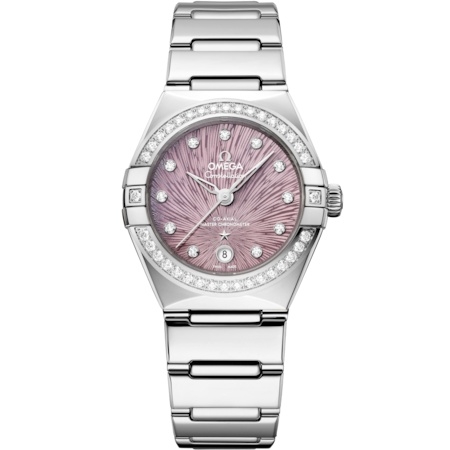 Omega Constellation Manhattan 29 131.15.29.20.60.001 Co-Axial Master Chronometer Acero Inoxidable Diamante Supernova Lila Pulsera