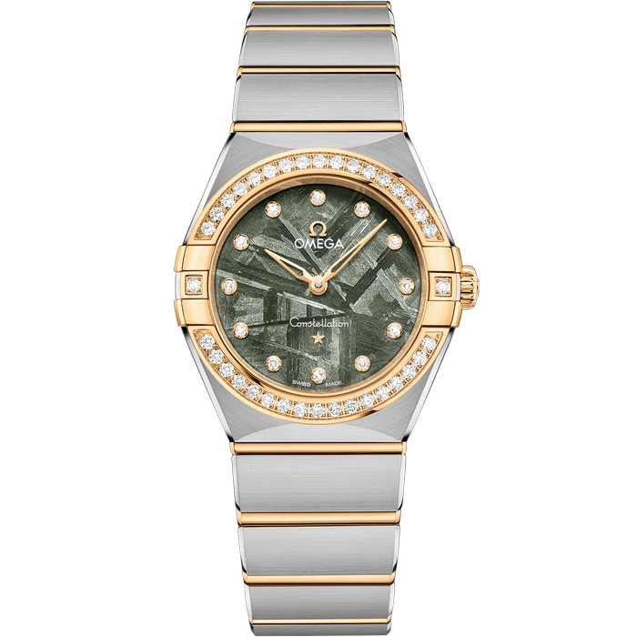 Omega Constellation Manhattan 28 131.25.28.60.99.002 Quartz Acero Inoxidable Oro Amarillo Diamante Meteorito Verde