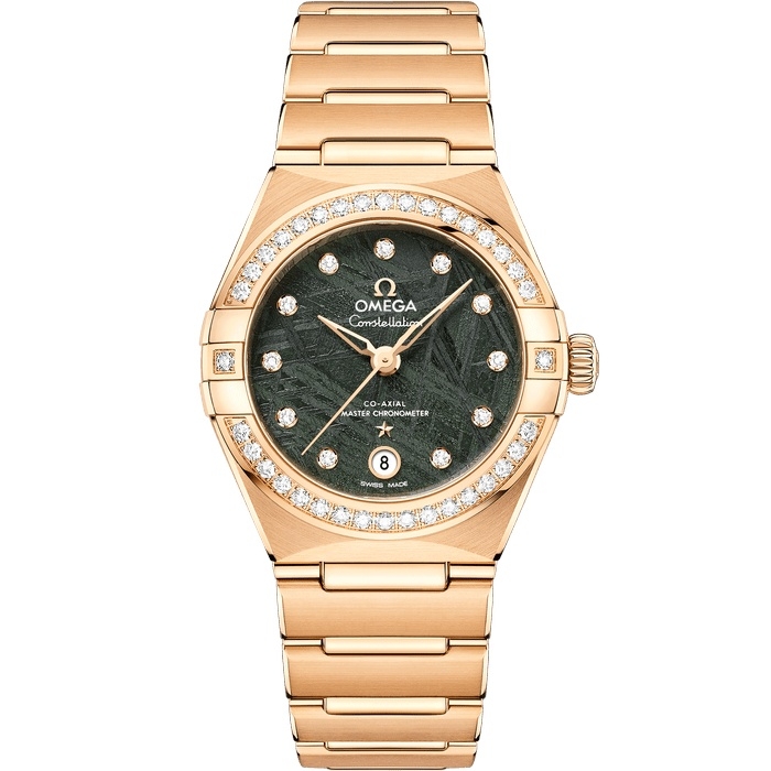 Omega Constellation Manhattan 29 131.55.29.20.99.005 Co-Axial Master Chronometer Oro Amarillo Diamante Meteorito Verde