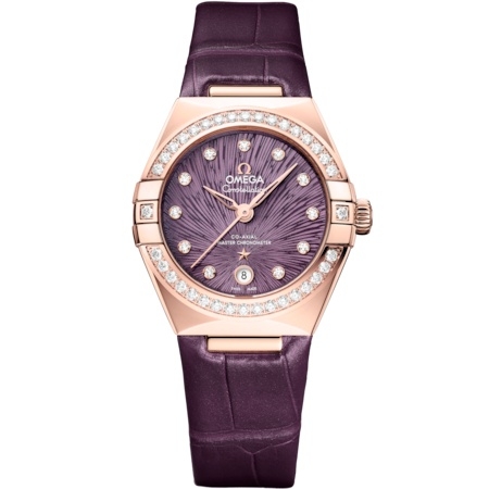 Omega 131.58.29.20.60.002 Constellation Manhattan 29 Co-Axial Master Chronometer Moonshine Gold - Diamond / Purple Supernova / Alligator