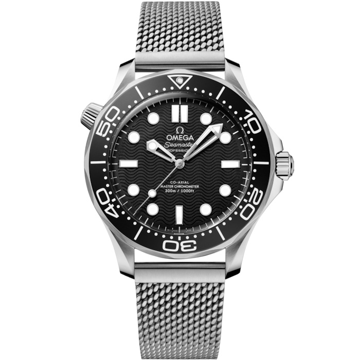 Omega Seamaster Diver 300M No-Date Master Co-Axial 42 210.30.42.20.01.010 Acero Inoxidable Negro Pulsera