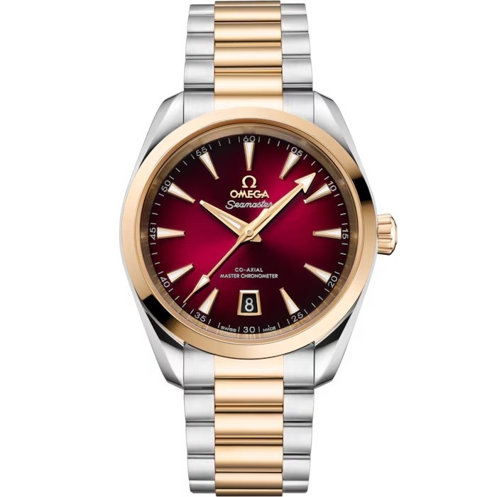 Omega Seamaster Aqua Terra 150M Shades Master Chronometer 38 220.20.38.20.10.002 Acero Inoxidable Oro Moonshine Rojo Pulsera