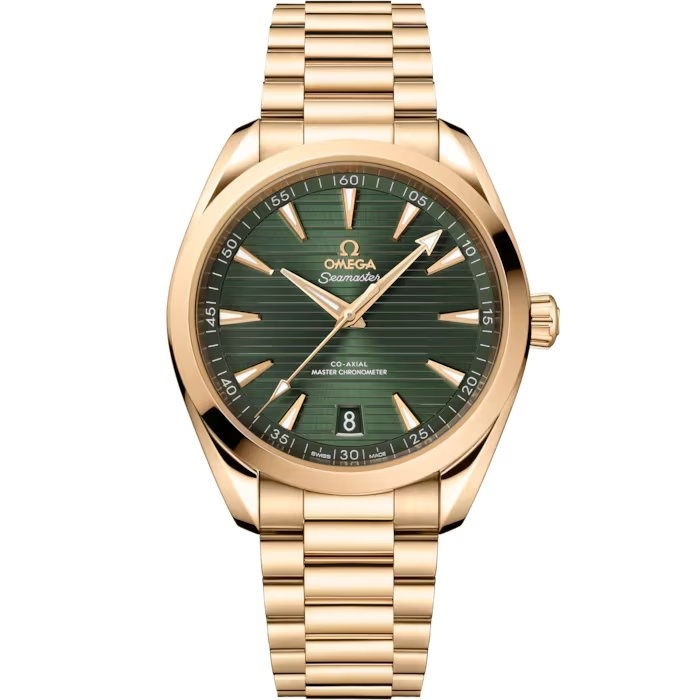Omega Seamaster Aqua Terra 150M Master Chronometer 41 220.50.41.21.10.001 Oro Moonshine Verde Pulsera