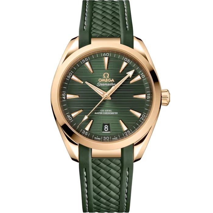 Omega Seamaster Aqua Terra 150M Master Chronometer 41 220.52.41.21.10.001 Oro Moonshine Verde Caucho