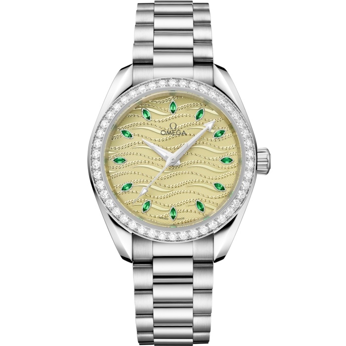 Omega Seamaster Aqua Terra 150M Master Chronometer 34 220.55.34.20.60.002 Oro Canopus Diamante Champan Pulsera