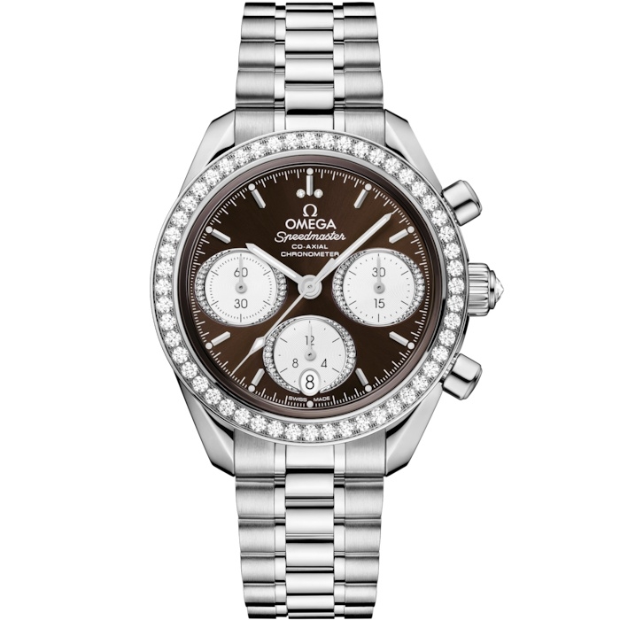 Omega Speedmaster Date 38 324.15.38.50.63.001 Acero Inoxidable Diamante Marron Pulsera