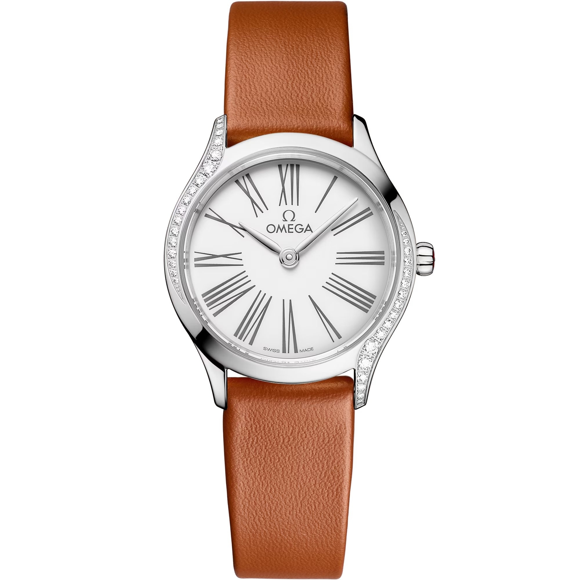 Omega Mini Tresor Quartz 26 428.17.26.60.04.004 Acero Inoxidable Diamante Esmalte Blanco