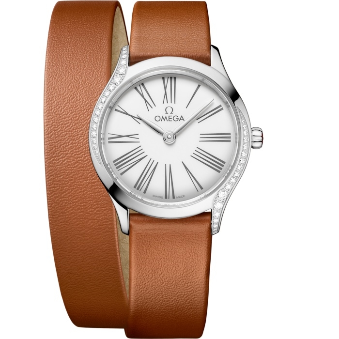 Omega Mini Tresor Quartz 26 428.17.26.60.04.005 Acero Inoxidable Diamante Esmalte Blanco Double Tour