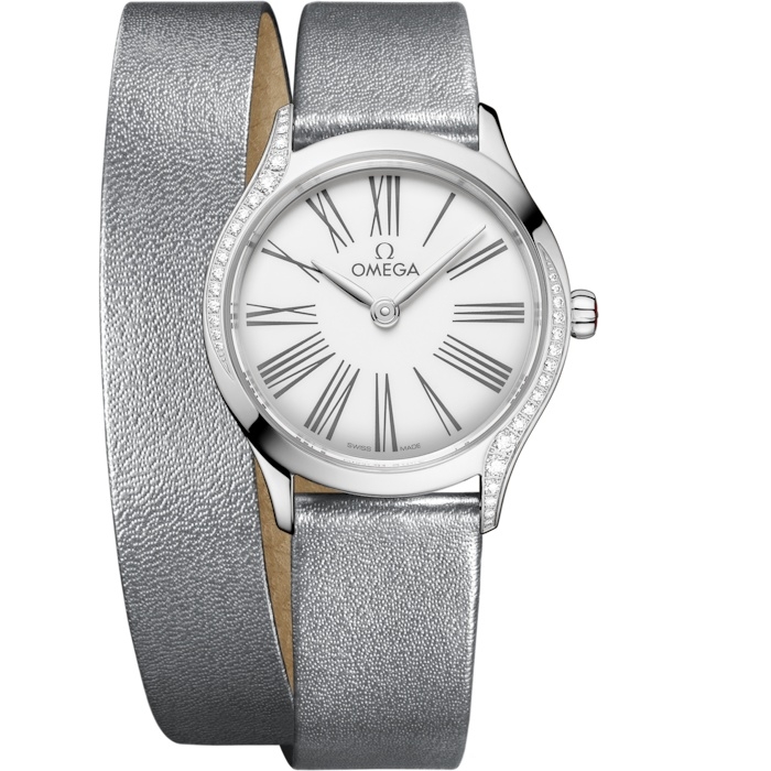 Omega Mini Tresor Quartz 26 428.17.26.60.04.006 Acero Inoxidable Diamante Esmalte Blanco Double Tour