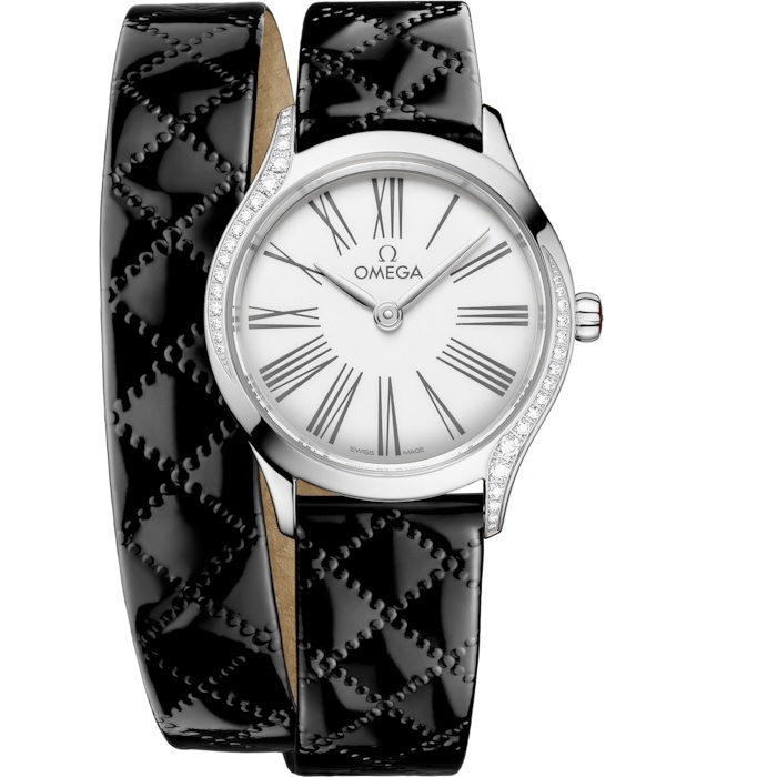 Omega Mini Tresor Quartz 26 428.17.26.60.04.007 Acero Inoxidable Diamante Esmalte Blanco Double Tour