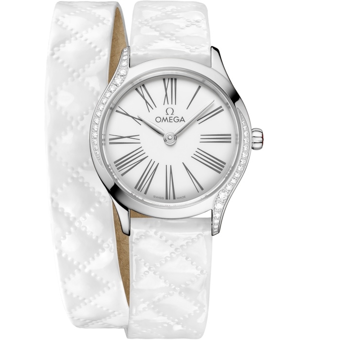 Omega Mini Tresor Quartz 26 428.17.26.60.04.008 Acero Inoxidable Diamante Esmalte Blanco Double Tour