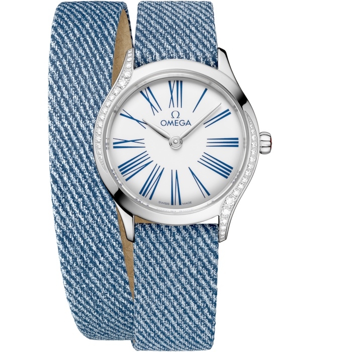 Omega Mini Tresor Quartz 26 428.17.26.60.04.009 Acero Inoxidable Diamante Esmalte Blanco Double Tour