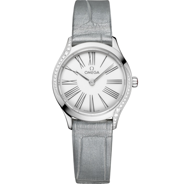 Omega Mini Tresor Quartz 26 428.18.26.60.04.001 Acero Inoxidable Diamante Esmalte Blanco