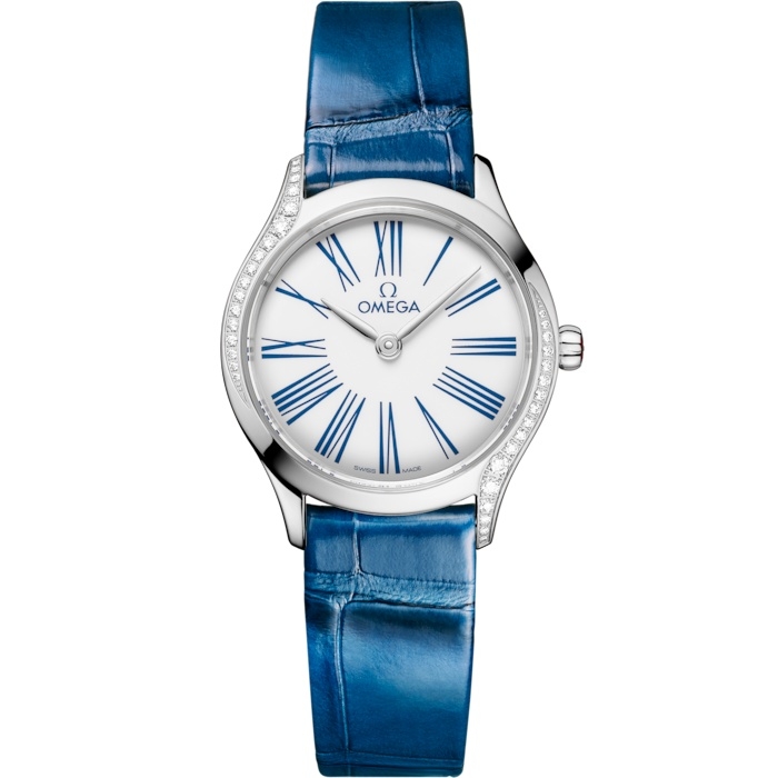 Omega Mini Tresor Quartz 26 428.18.26.60.04.002 Acero Inoxidable Diamante Esmalte Blanco