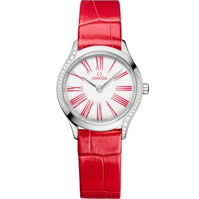 Omega Mini Tresor Quartz 26 428.18.26.60.04.003 Acero Inoxidable Diamante Esmalte Blanco