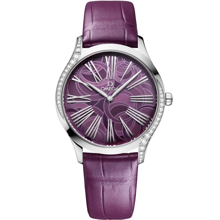 Omega De Ville Tresor 36 428.18.36.60.10.003 Acero Inoxidable Morado Peony Aligator