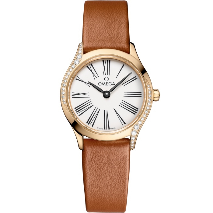 Omega Mini Tresor Quartz 26 428.57.26.60.04.004 Oro Moonshine Diamante Esmalte Blanco