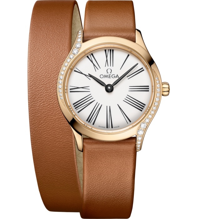 Omega Mini Tresor Quartz 26 428.57.26.60.04.005 Oro Moonshine Diamante Esmalte Blanco Double Tour