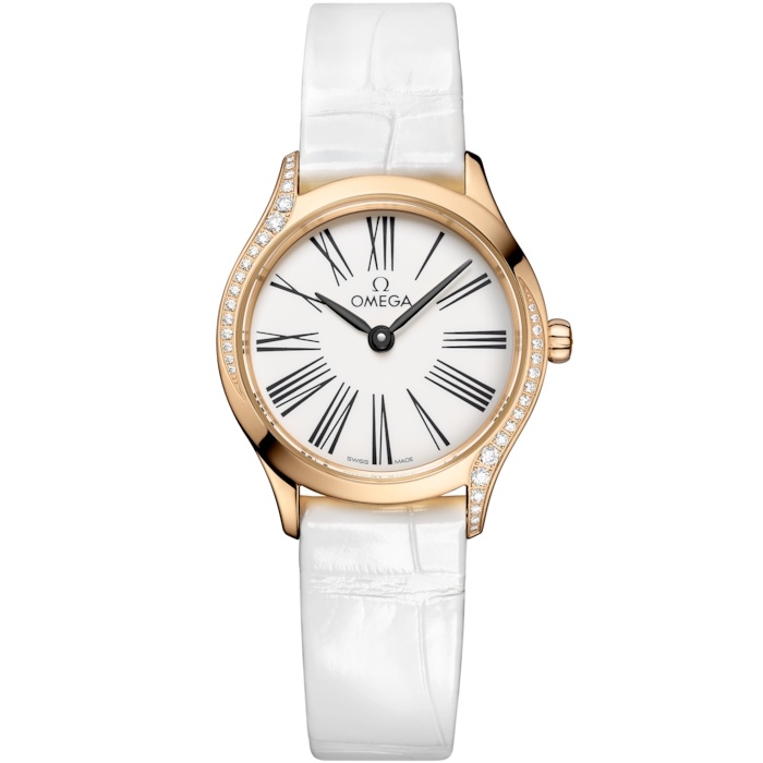 Omega Mini Tresor Quartz 26 428.58.26.60.04.001 Oro Moonshine Diamante Esmalte Blanco