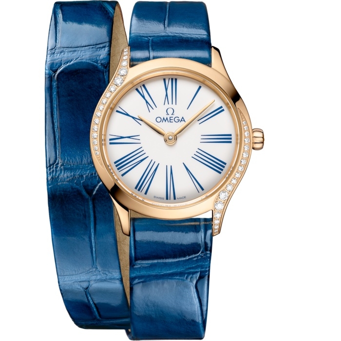 Omega Mini Tresor Quartz 26 428.58.26.60.04.002 Oro Moonshine Diamante Esmalte Blanco Double Tour