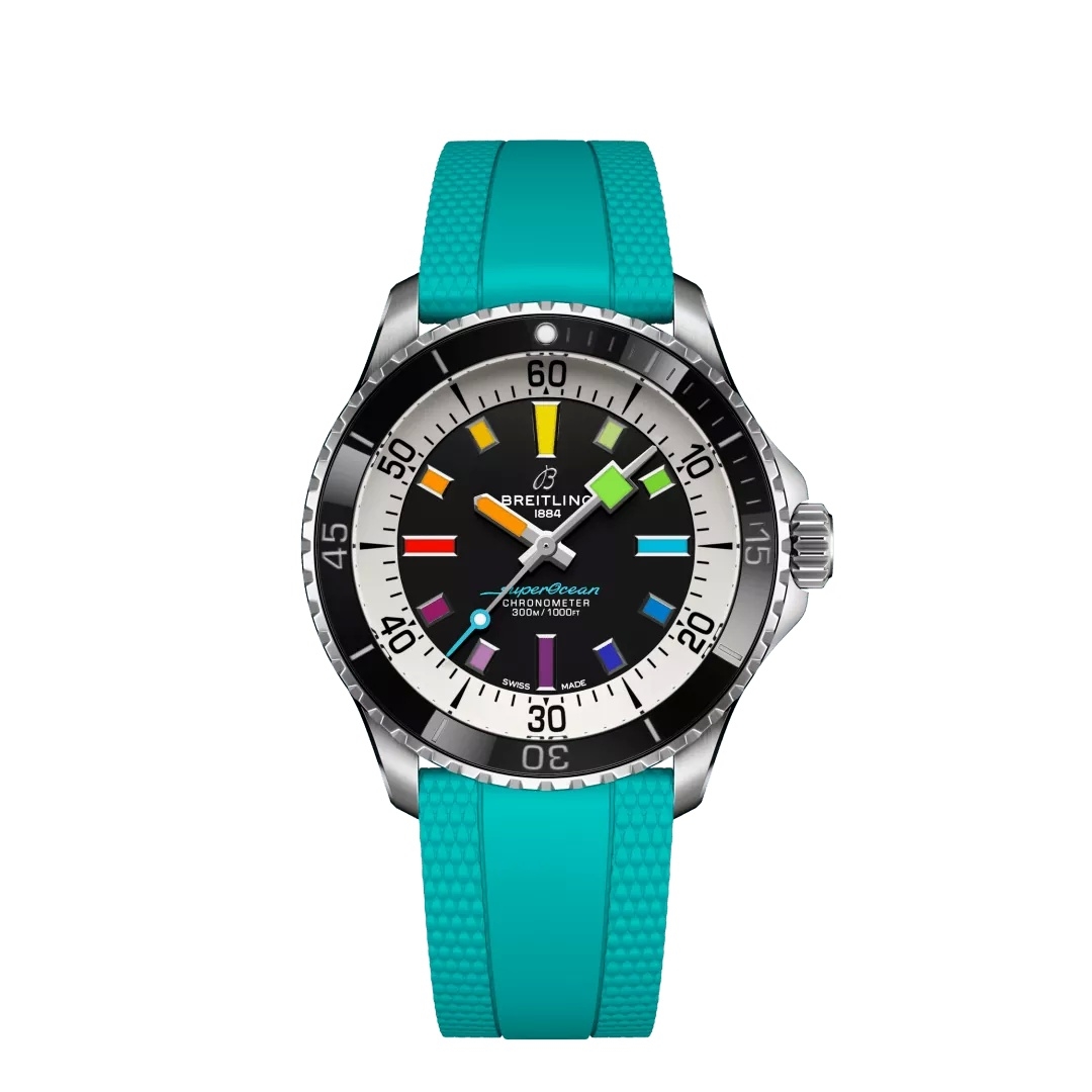 Breitling A17375211B2S2 SuperOcean Automatic 42 Stainless Steel / Black - Rainbow / Rubber