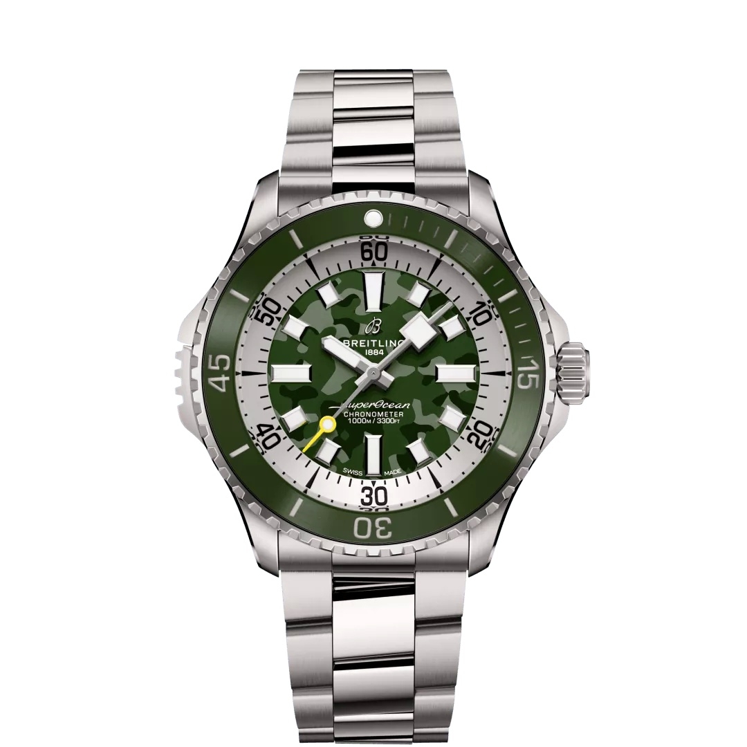 Breitling E10379D31L1E1 SuperOcean Automatic 46 Super Diver Titanium / Green Camouflage / Bracelet