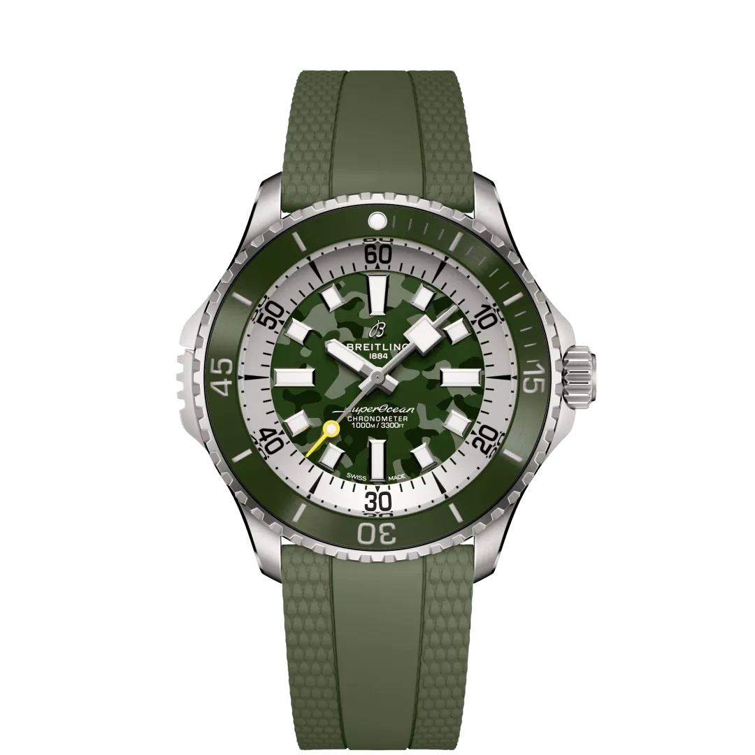 Breitling SuperOcean Automatic 46 Super Diver E10379D31L1S1 Titanio Camuflaje Verde Caucho