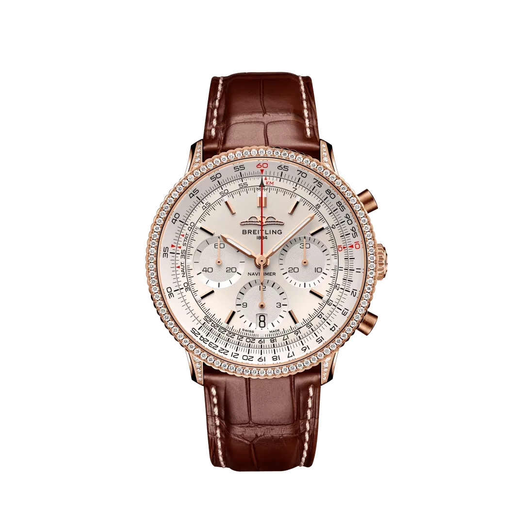 Breitling Navitimer B01 Chronografo 41 RB0139631G1P1 Oro Rojo Diamante Blanco Aligator