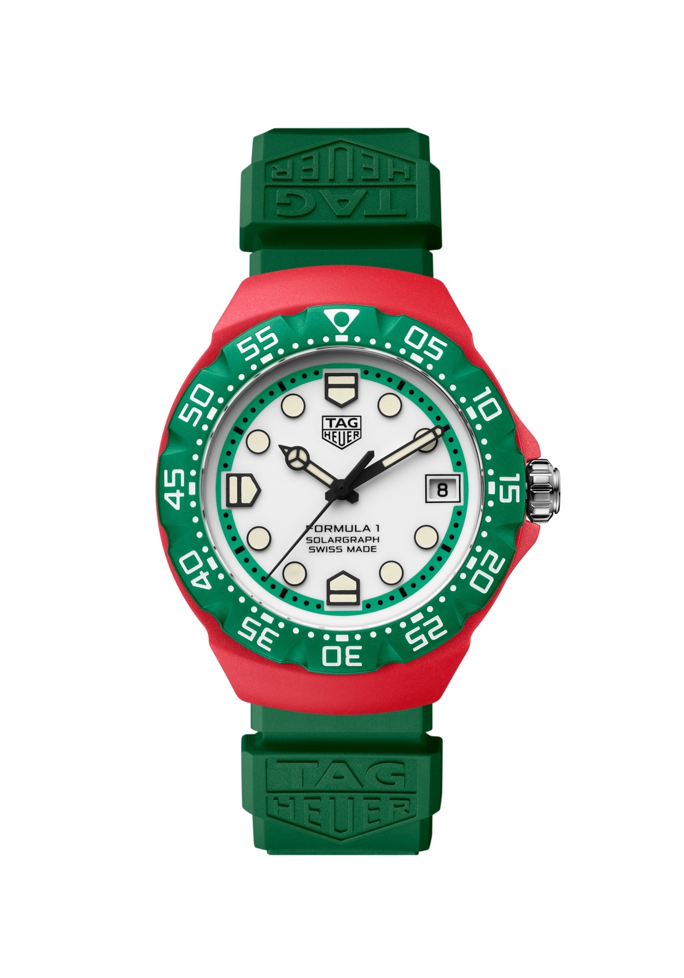 TAG Heuer Formula 1 Solargraph 38 WBY1160.FT8085 Polylight Verde Blanco Caucho