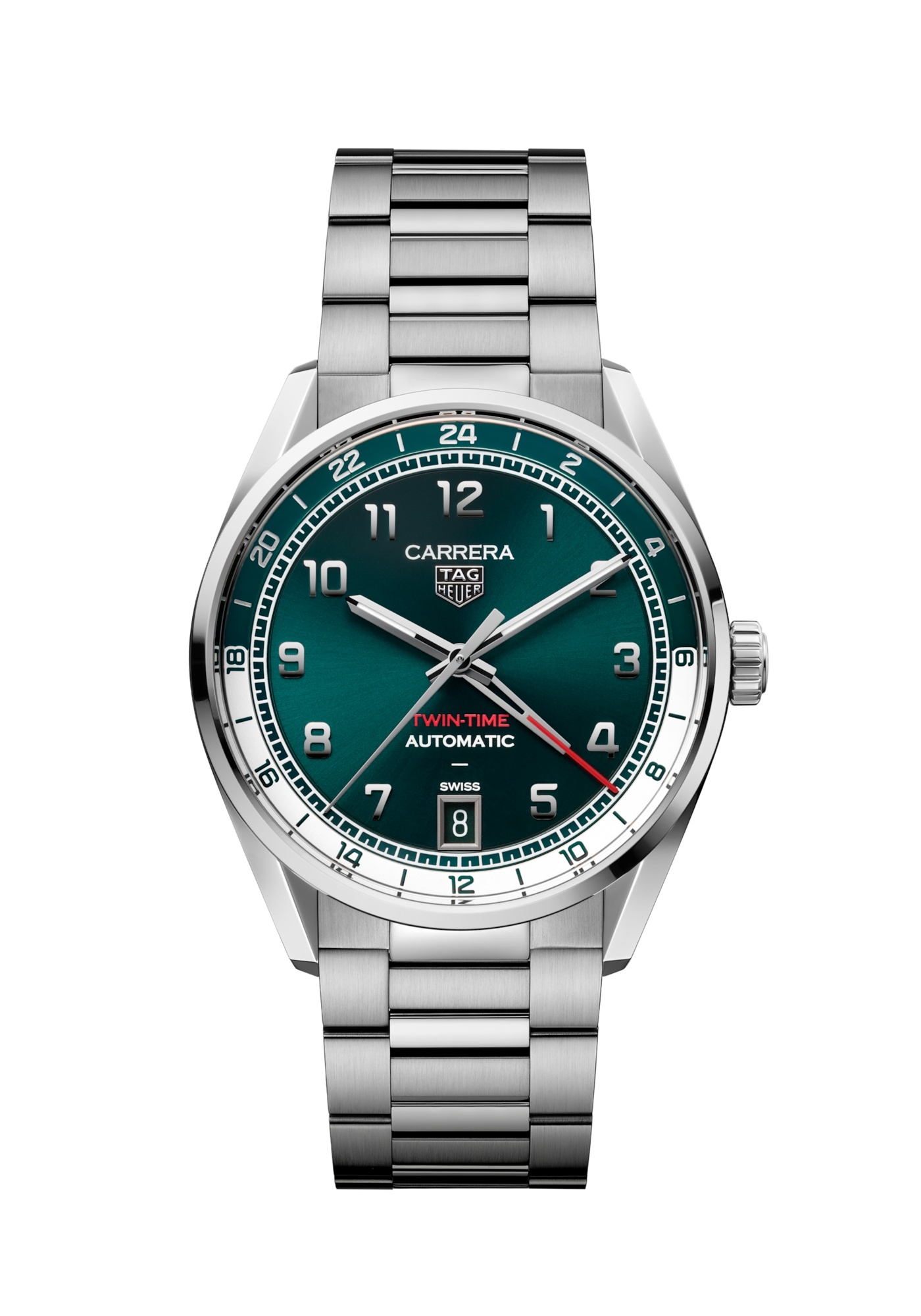 TAG Heuer Carrera Twin Time WDA2114.BA0043 Acero Inoxidable Verde ?gata Pulsera