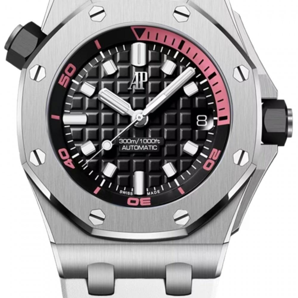 Audemars Piguet Royal Oak Offshore Diver 42mm Acero Inoxidable Negro Esfera Rosa Detalles