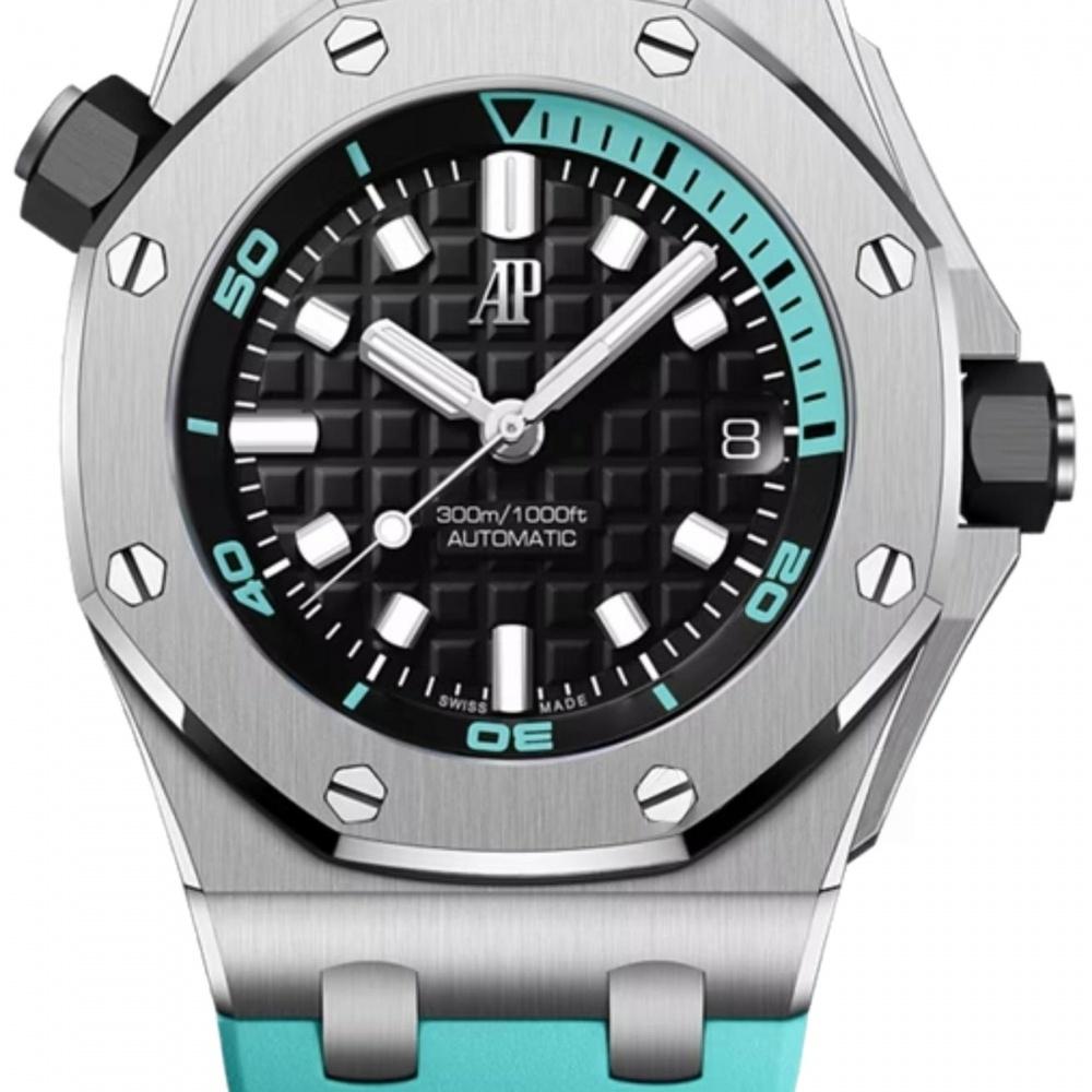 Audemars Piguet Royal Oak Offshore Diver 42mm Acero Inoxidable Negro Esfera Turquesa Detalles