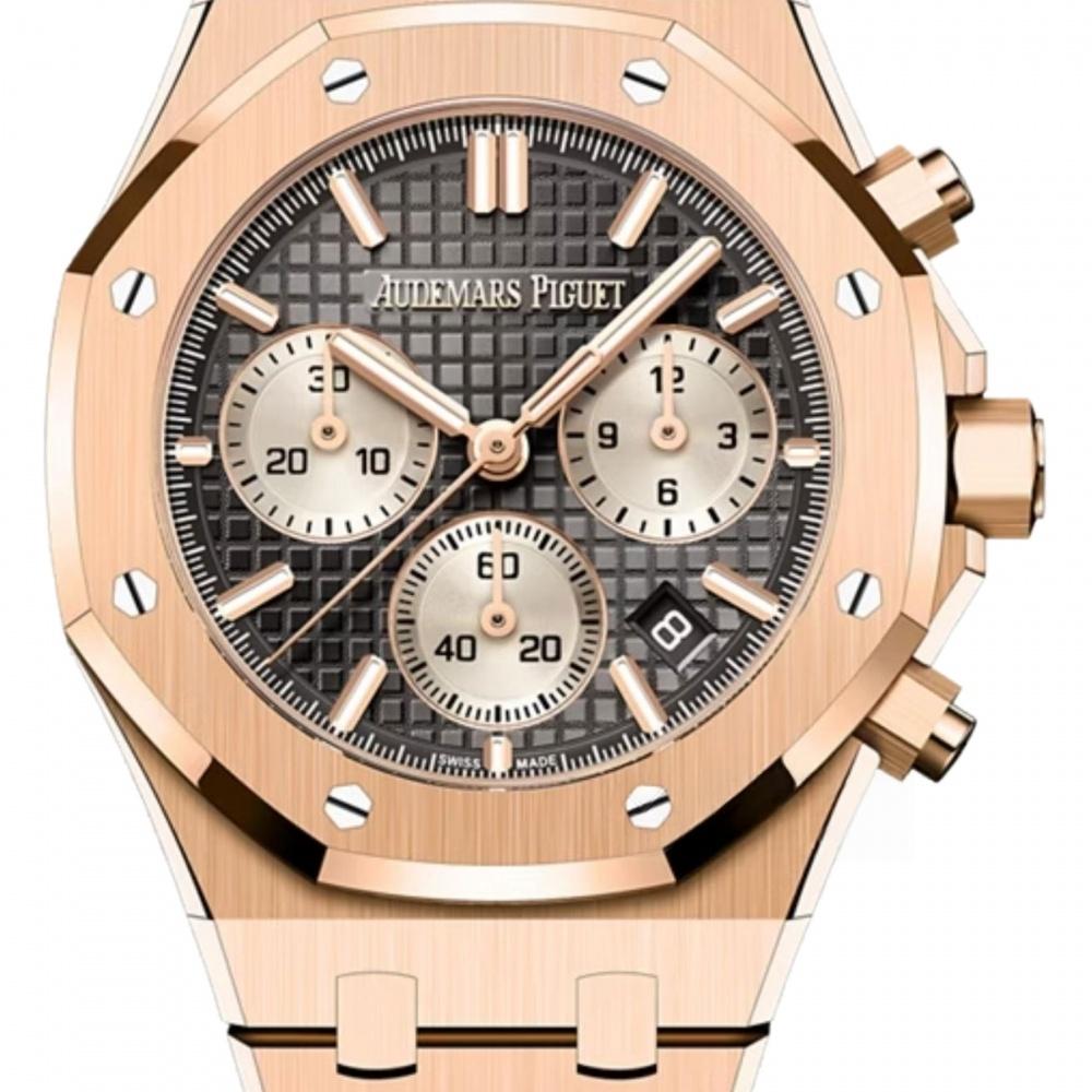 Audemars Piguet Royal Oak Automatico Cronografo 38mm Oro Rosa de 18 Quilates Gris Oscuro
