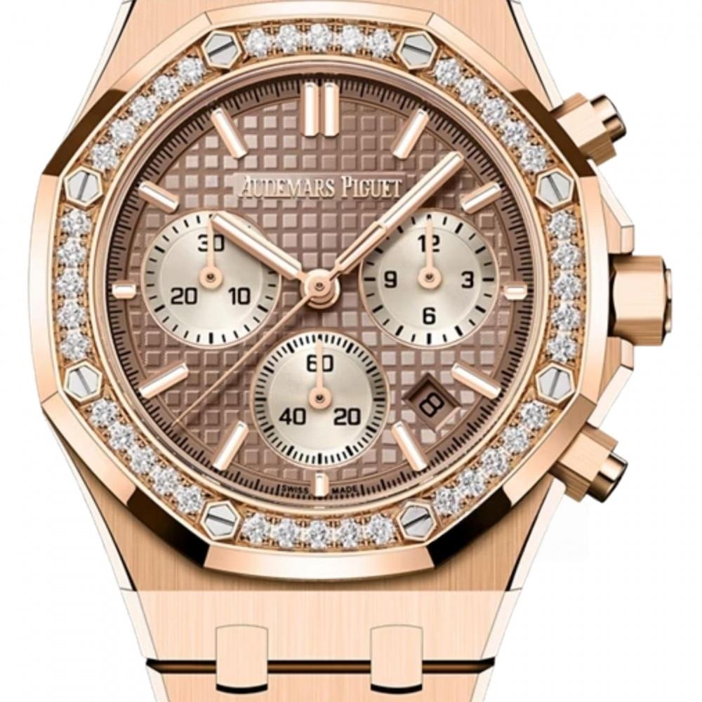Audemars Piguet Royal Oak Automatico Cronografo 38mm Oro Rosa de 18 Quilates Engastado con Diamantes Oro Arena