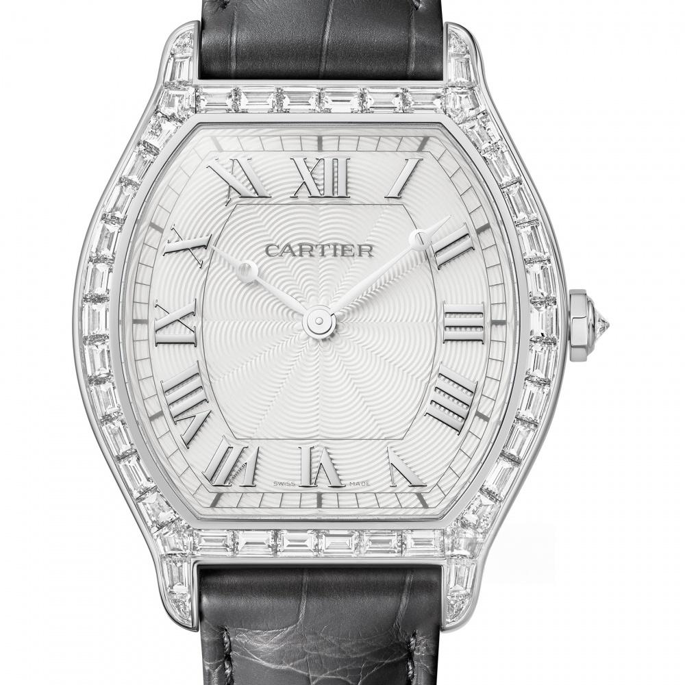 Cartier Tortue Modelo Grande Platino Bisel de Diamantes - HPI01830