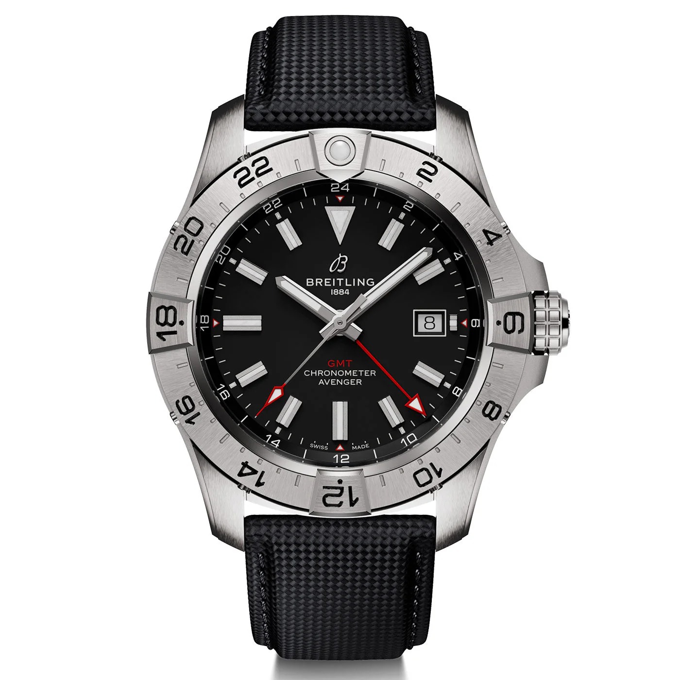 Reloj Breitling Avenger Automatico GMT 44mm para hombre Cuero negro A32320101B1X1